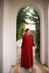 Bordo Ankanoor Reglan Kollu Büzgü Yaka Elbise