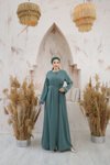 Çağla Ankanoor Mint Gizli Patlı Biyeli Abaya Kol Ferace