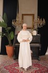 Ekru Ankanoor Robalı Büzgülü Oversize Elbise
