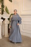 Gri Ankanoor Çift Fırfırlı Salaş Elbise