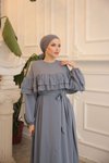 Gri Ankanoor Çift Fırfırlı Salaş Elbise