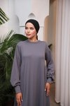 Gri Ankanoor Yandan Büzgülü Örme Elbise