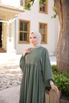 Haki Ankanoor Balon Kollu Oversize Elbise