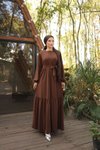 Ankanoor Brown Hidden Button Abaya