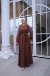 Kahverengi Ankanoor Kolu Taşlı Ferace