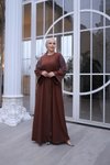 Kahverengi Ankanoor Kolu Taşlı Ferace