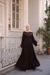 Kahverengi Ankanoor V Robalı Biyeli Belmando Elbise
