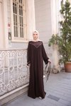 Kahverengi Ankanoor V Robalı Biyeli Belmando Elbise