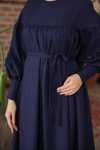 Lacivert Ankanoor Çift Bantlı Salaş Elbise