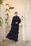 Lacivert Ankanoor Fırfırlı Salaş Abiye Elbise