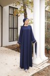Lacivert Ankanoor Gizli Patlı Biyeli Abaya Kol Ferace