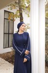 Lacivert Ankanoor Gizli Patlı Biyeli Abaya Kol Ferace