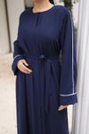 Lacivert Ankanoor Gizli Patlı Biyeli Abaya Kol Ferace