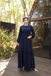 Navy Blue Hidden Button Abaya