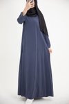 Lacivert Ankanoor Modal Cupra Yırtmaç Kol Drapeli Elbise