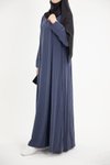 Lacivert Ankanoor Modal Cupra Yırtmaç Kol Drapeli Elbise