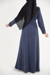 Lacivert Ankanoor Modal Cupra Yırtmaç Kol Drapeli Elbise