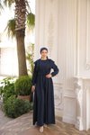 Lacivert Ankanoor Omuz Volanlı Elbise