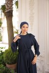 Lacivert Ankanoor Omuz Volanlı Elbise