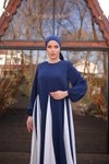 Lacivert Ankanoor Üçgen Garnili Elbise