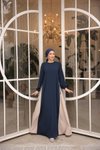 Lacivert Ankanoor Yandan Garnili Abiye Elbise