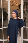 Lacivert Ankanoor Yandan Garnili Abiye Elbise