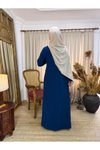 Lacivert Ankanoor Yarım Pat Düğmeli Örme Elbise