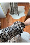 Leopar Kruvaze Yaka Leopar Desen Şifon Elbise