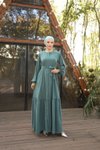 Mint Ankanoor Hidden Button Abaya