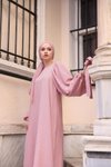 Pembe Ankanoor Balon Kol Pötikareli Jakar Elbise