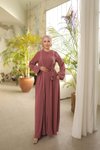 Pink Ankanoor Rose Grove Double Piped Abaya with Cuffs and Front