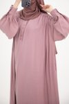 Pudra Ankanoor Modal Cupra Büzgü Detaylı Düğmeli Elbise