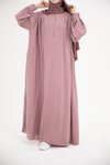 Pudra Ankanoor Modal Cupra Büzgü Detaylı Düğmeli Elbise