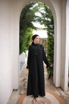 Siyah Ankanoor Anvelop Detaylı Abiye Elbise