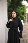 Siyah Ankanoor Anvelop Detaylı Abiye Elbise