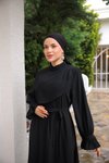 Siyah Ankanoor Anvelop Detaylı Abiye Elbise