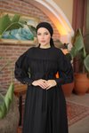 Siyah Ankanoor Çift Bantlı Salaş Elbise