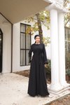 Siyah Ankanoor Gizli Patlı Biyeli Abaya Kol Ferace
