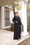 Siyah Ankanoor Gizli Patlı Biyeli Abaya Kol Ferace