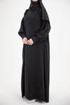 Siyah Ankanoor Modal Cupra Büzgü Detaylı Düğmeli Elbise