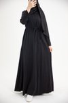 Black Ankanoor Modal Cupra Slit Sleeve Draped Dress
