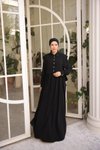 Siyah Ankanoor Önlüklü Medine İpeği Abiye Elbise