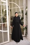 Siyah Ankanoor Önlüklü Medine İpeği Abiye Elbise