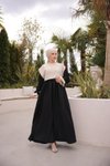 Siyah Ankanoor Önlüklü Oversize Keten Elbise