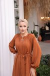 Taba Ankanoor Turuncu Hakim Yaka Kuşaklı Ferace