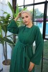 Zümrüt Yeşili Ankanoor Abaya Görünümlü Elbise