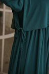 Zümrüt Yeşili Ankanoor Önlüklü Medine İpeği Elbise