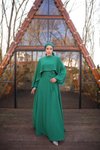 Zümrüt Yeşili Ankanoor Taşlı Yarasa Kol Abiye Elbise