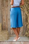 İndigo Cepli Duble Paça Uzun Keten Bermuda Şort