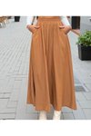 Taba Beli Lastikli A Kesim Salaş Yüksek Bel Kupra Uzun Etek